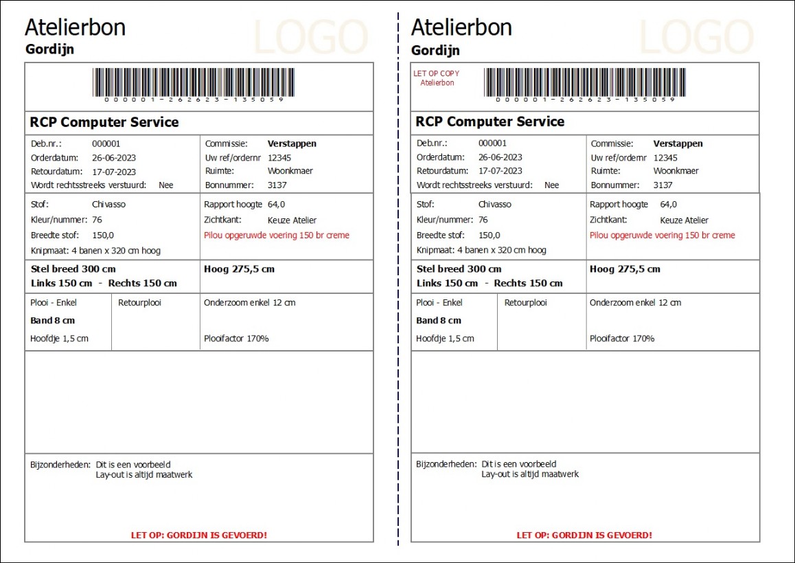 ILBS Gordijnatelier - Orders ILBS Gordijnatelier Software