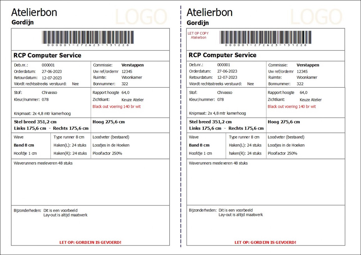 ILBS Gordijnatelier - Orders ILBS Gordijnatelier Software
