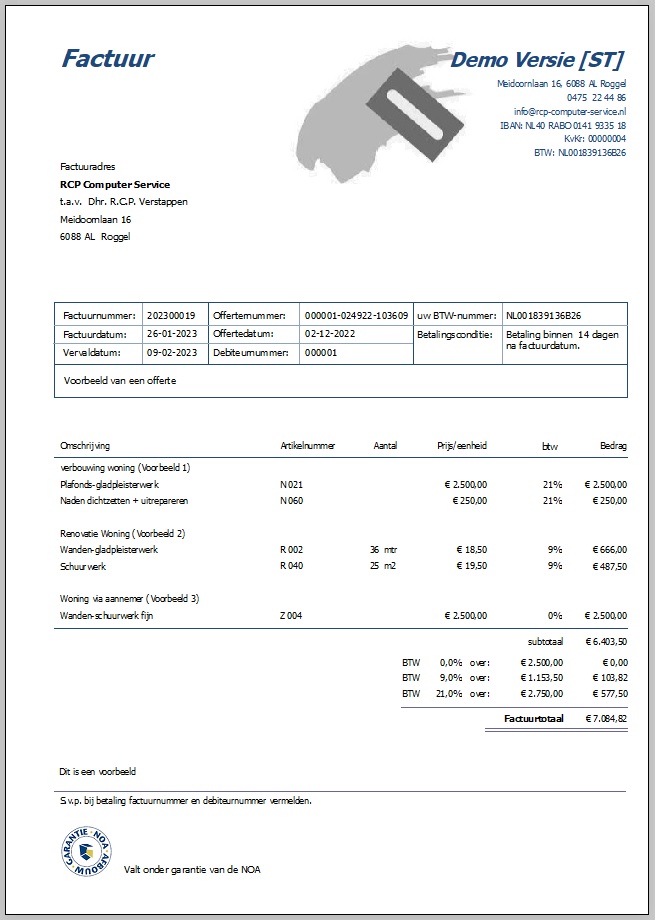 ILBS Stukadoor - Factuur Factuur
