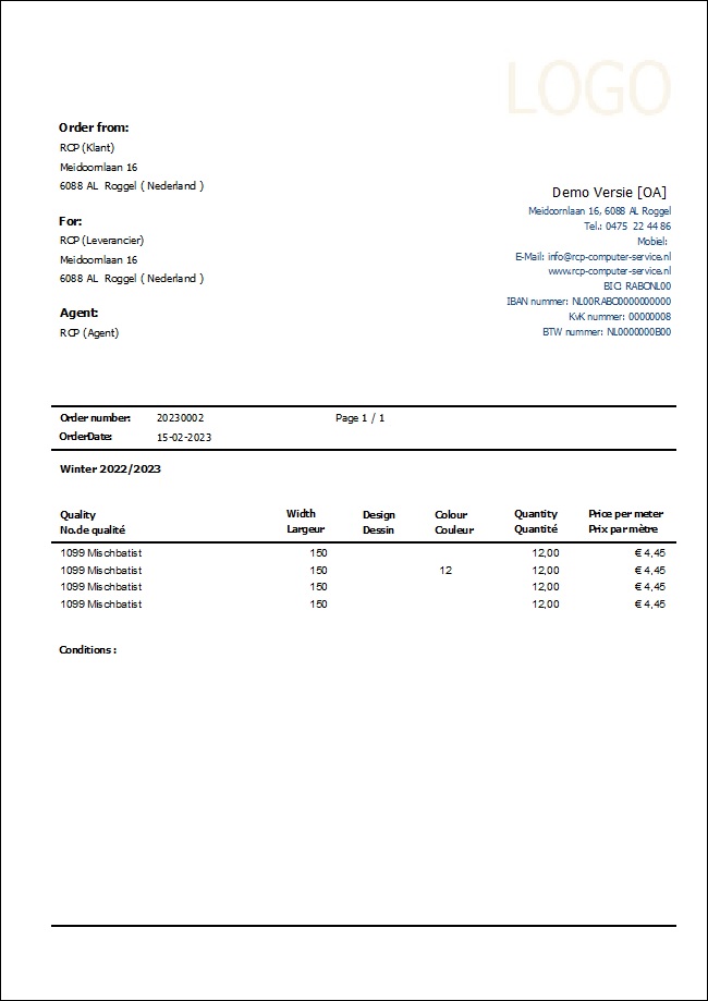 Textiel Agenten Software