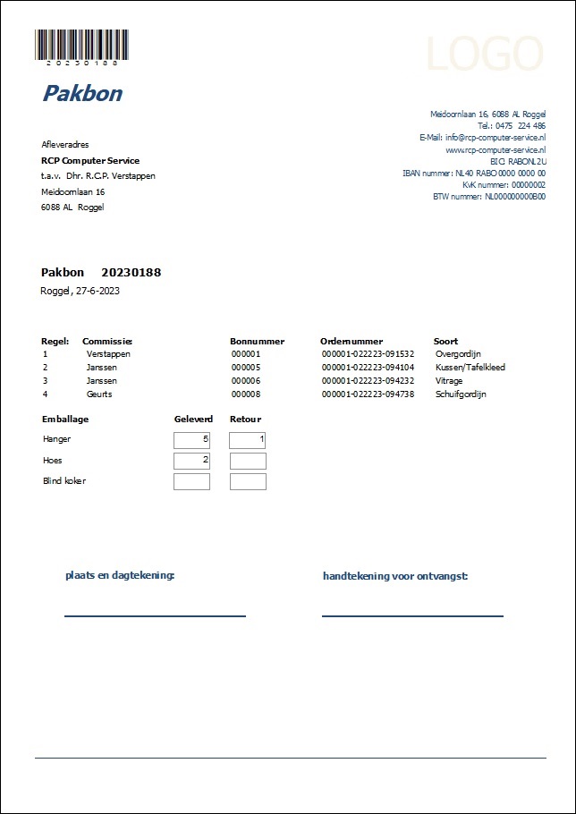 ILBS Gordijnatelier - Factuur ILBS Gordijnatelier Software