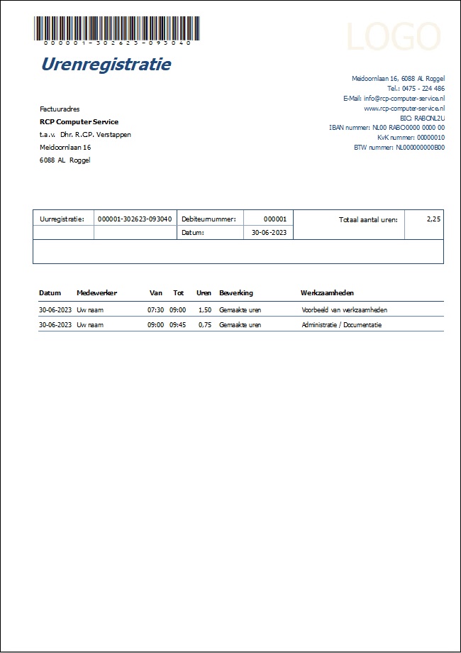ILBS Urenregistratie - Urenregistratie ILBS Urenregistratie Software
